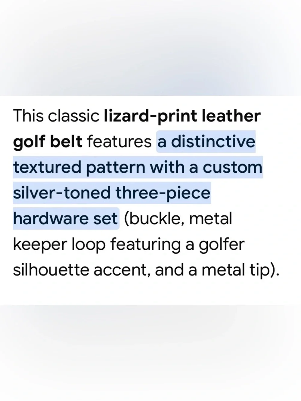 Top Grain Lizard Print Leather Lined golf belt 34